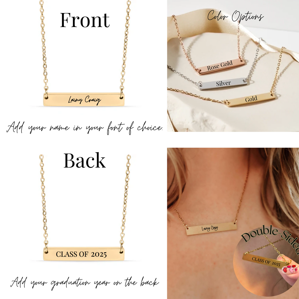 Engraved Class Of Graduation Year Necklace | Bar Necklace | Graduation Gift | Gift For Her | Graduation | Class Of 2025 | School Year |