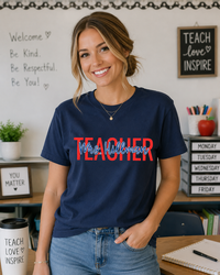 School Colors Teacher Shirt with Name