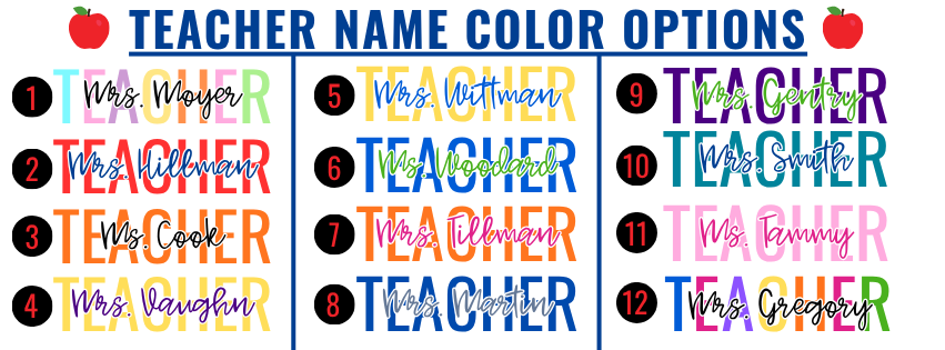 School Colors Teacher Shirt with Name