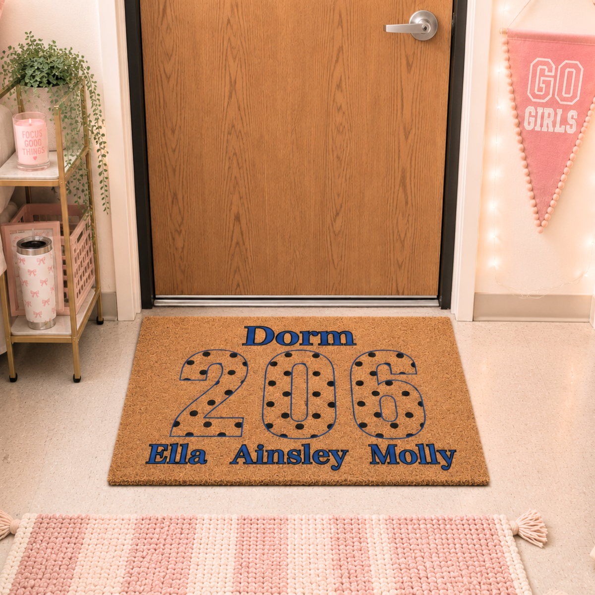Custom Dorm Room Doormat with Names