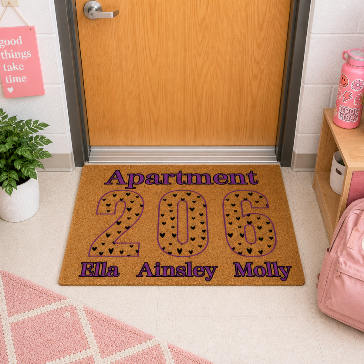 Custom Dorm Room Doormat with Names