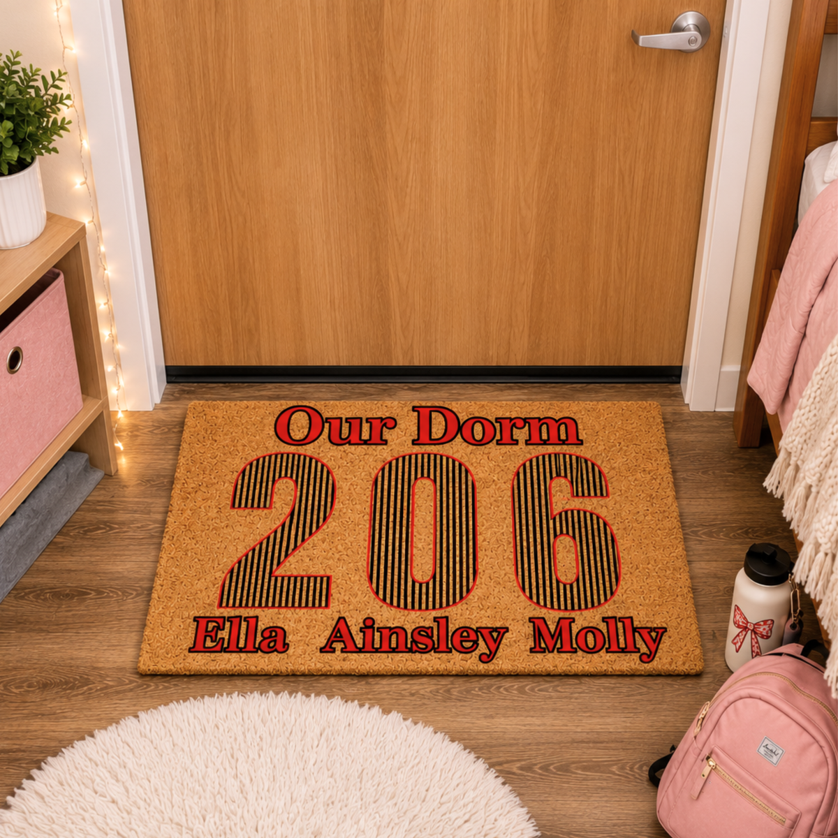 Custom Dorm Room Doormat with Names
