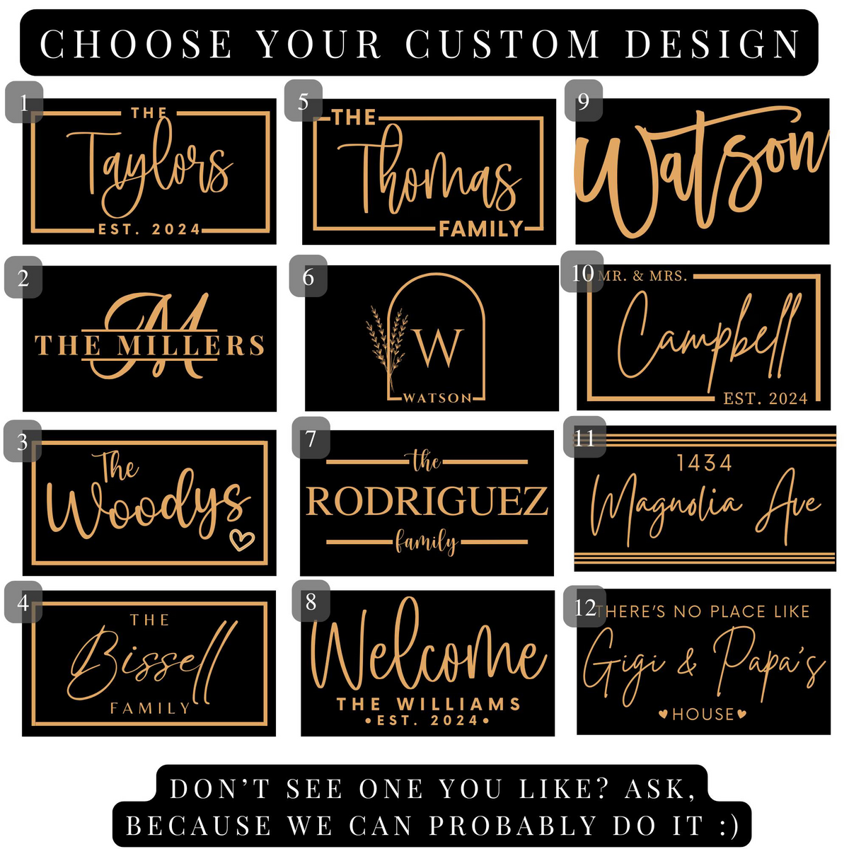 Black Custom Door Mat | Housewarming Gift | Personalized Gift | Welcome Door Mat | Family Last Name Doormat | Personalized Doormat|Home Gift