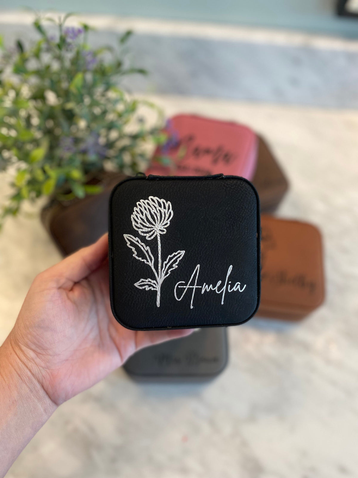 Personalized Jewelry Box, Christmas Gifts for Women, Custom Christmas Gift, Travel Size Jewelry Holder, Birth Month, Bridesmaid Proposal