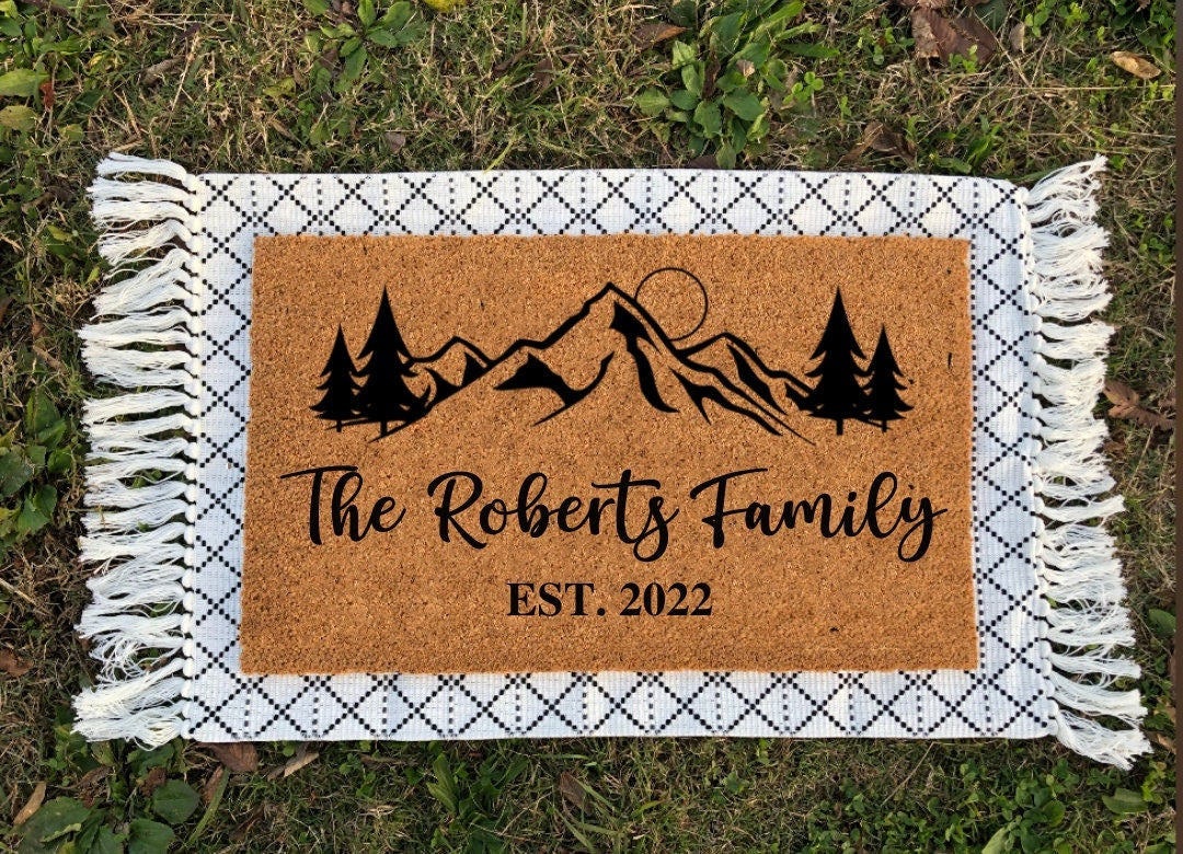 Personalized Housewarming Gift | Housewarming Gift | Wedding Gift | Mountain Decor | Mountain Doormat |Outdoor Door Mat|Personalized Doormat