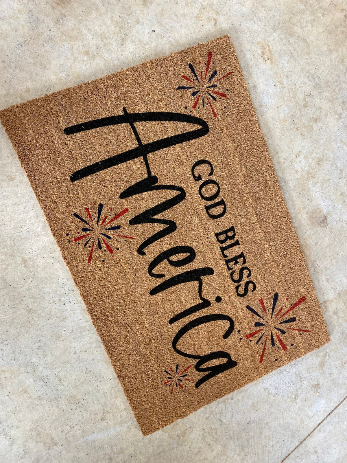 God Bless America Doormat | 4th Of July | Patriotic Doormat | Firework Doormat | 4th Of July Decor | Outdoor Rug | Outdoor Decor | Door Mat