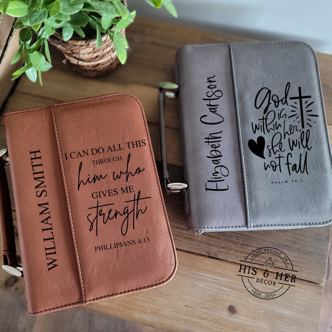 Personalized Leather Bible Cover | Baptism Gift | Custom Bible Cover | Personalized Engraved Gifts | Book Covers | Religious Bible Cover