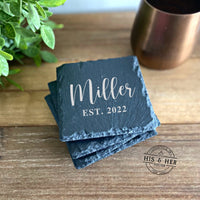 Custom Coaster Set | Slate Coasters | Personalized Gifts | Christmas Gifts | Christmas Gifts for Coworkers | Engraved Coaster Set | Barware