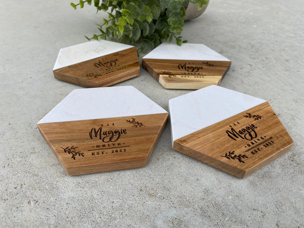 Custom Address Gift, Christmas Gifts, Personalized Coasters, Client Closing Gift, Realtor Gift, Housewarming Gift, New Home Keepsake