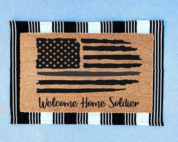 Welcome Home Soldier Doormat | Soldier Gifts | Military Gifts | Veterans Day | Independence Day | Patriotic Day | Gifts For Him | Doormat |